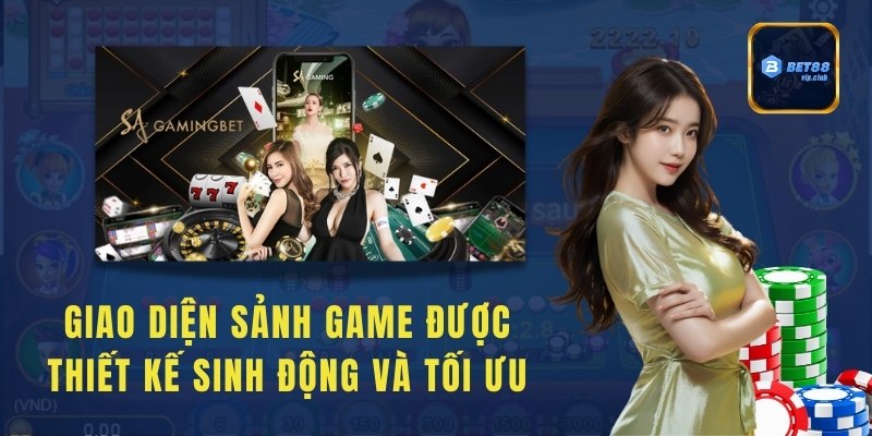 Giao diện sảnh game casino được Bet88 thiết kế sinh động và tối ưu